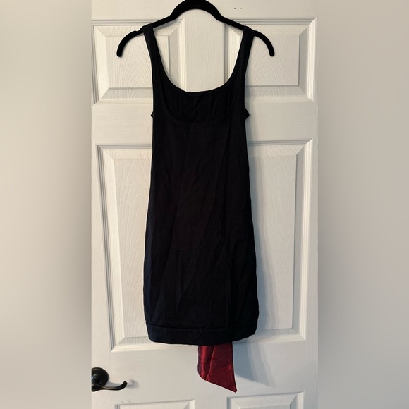 QUONTUM England M Vintage 80’s Tank Stretch Dress Big Red Iridescent Bow Accent - Picture 6 of 14